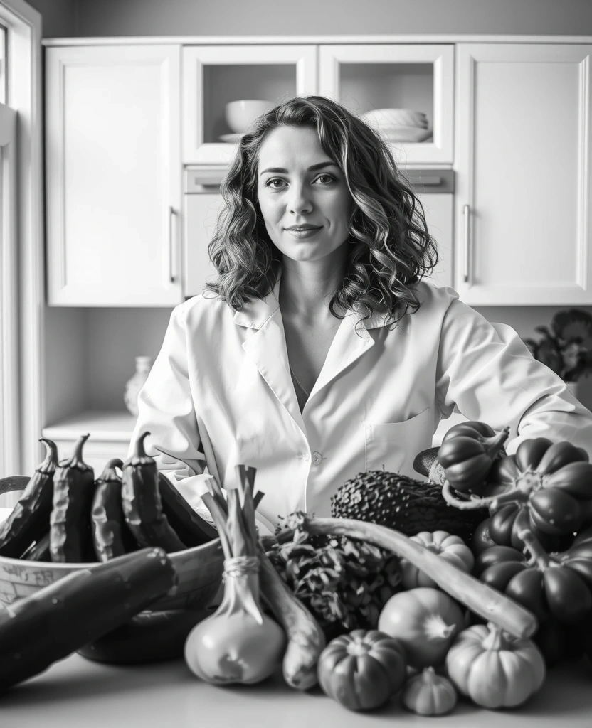 Grundaren i köket med färska råvaror